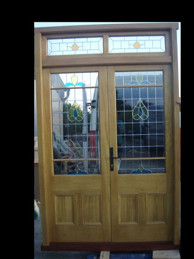 Stained lead glass double doors