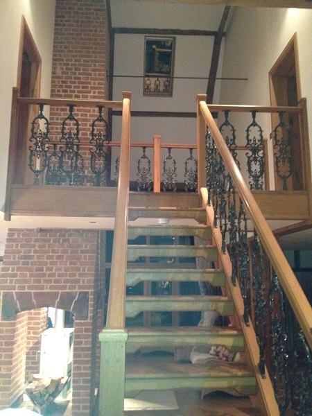 Oak and black iron staircase
