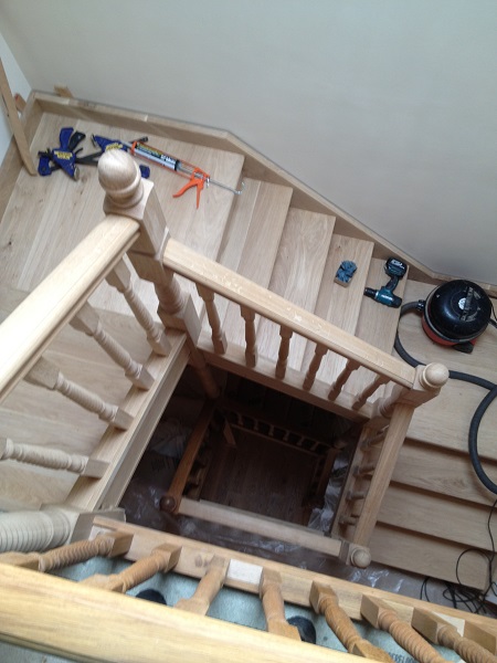 Oak staircase over 3 levels