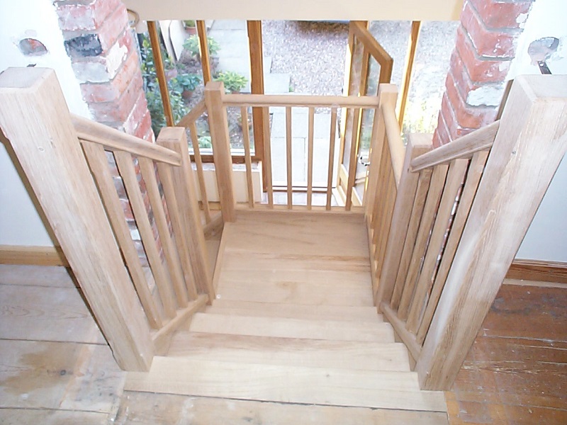 Stop chamfered Oak staircase with open riser. 2