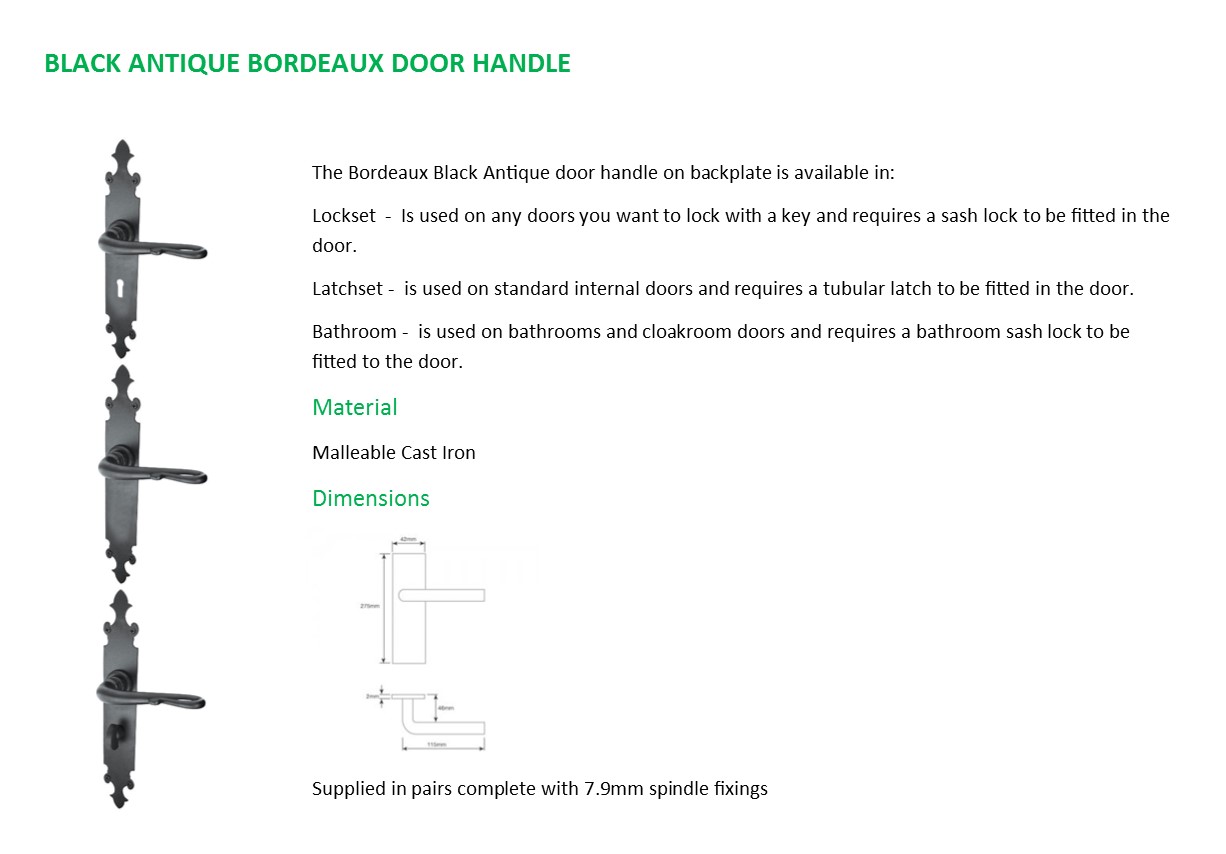 Bordeaux black iron door handle